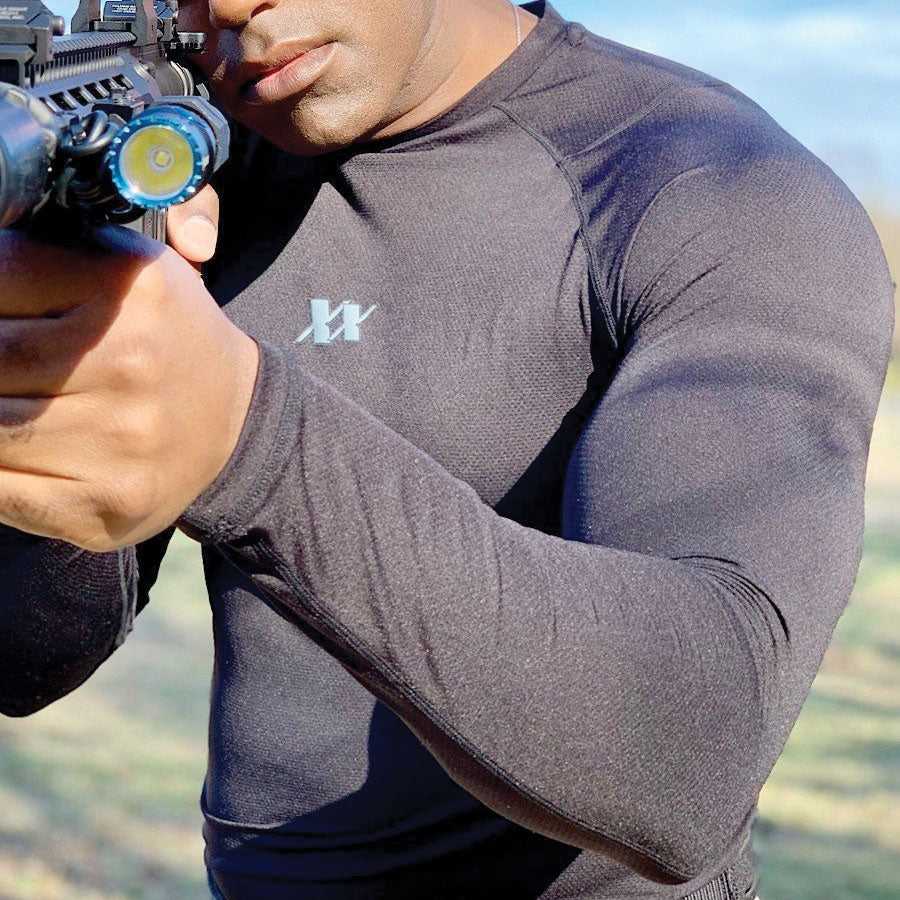 221B Tactical Maxx-Dri Silver Elite Long Sleeve Shirt Black-Tactical Gear UK