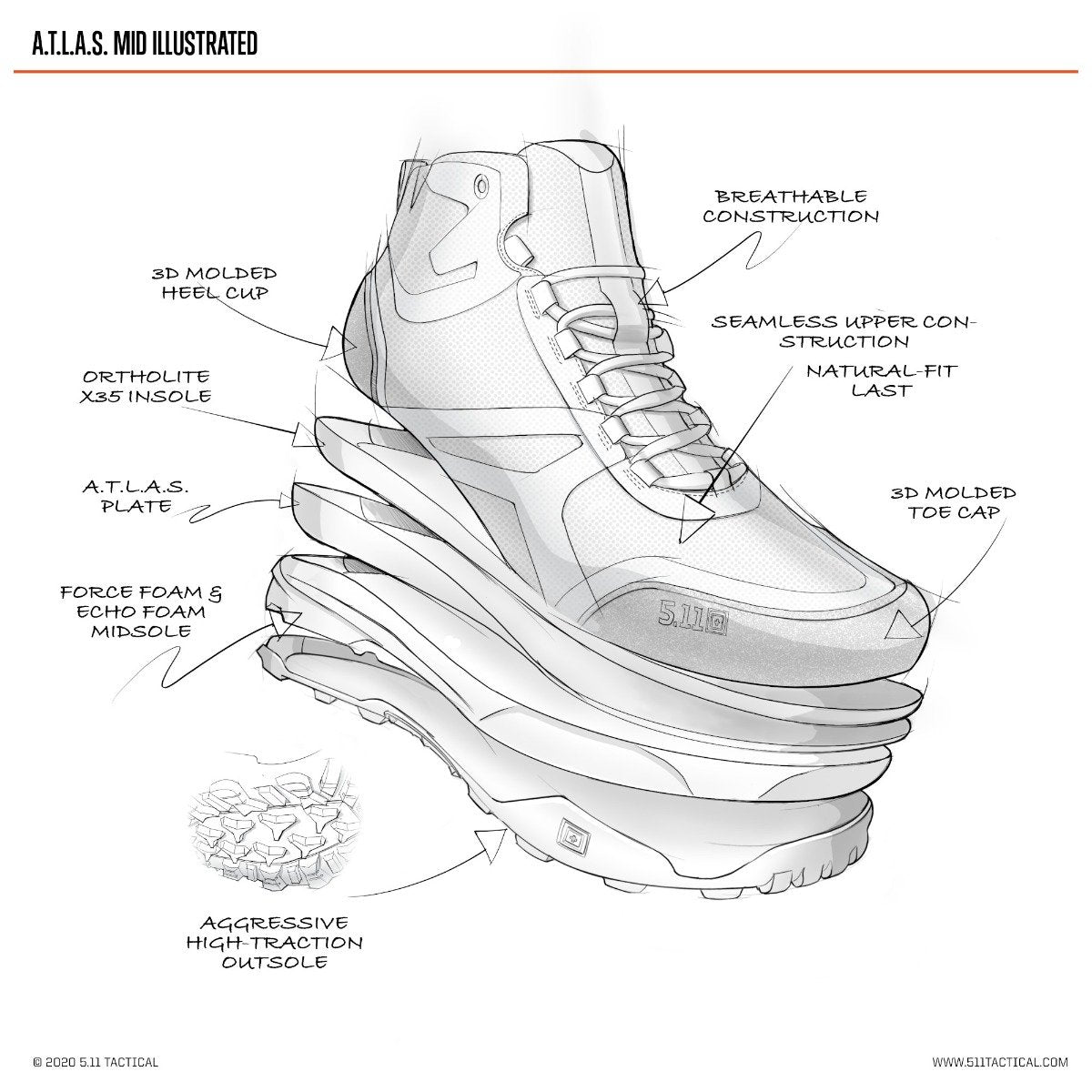 5.11 ATLAS Mid Boot Dark Coyote-Tactical Gear UK