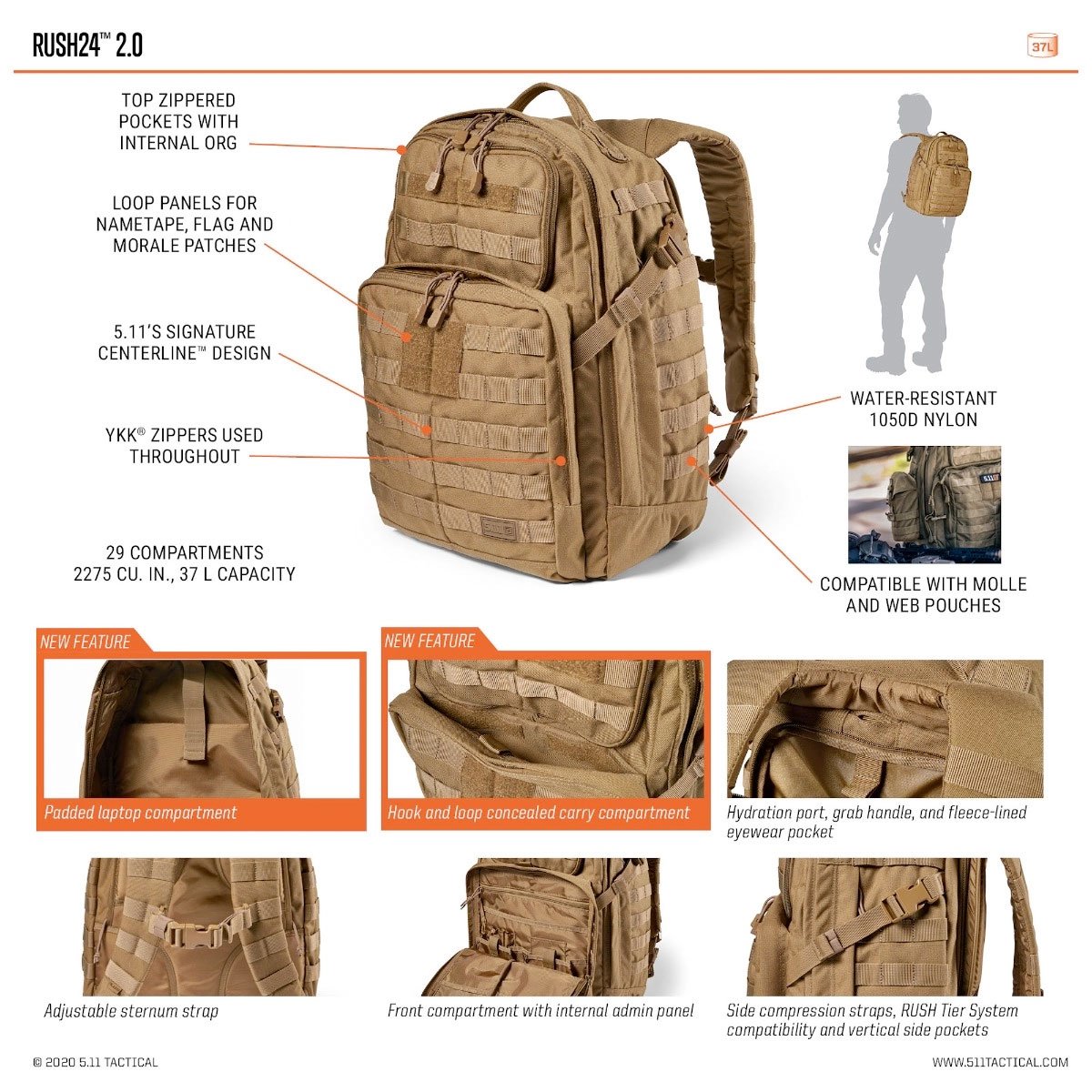 5.11 Tactical Rush 24 Backpack 2.0 Multicam-Tactical Gear UK