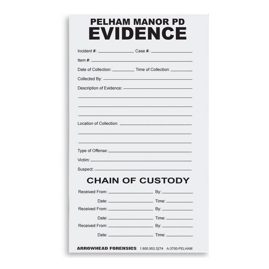 Arrowhead Forensics Evidence "Custom" Chain of Custody Label 4” x 6” - 100/pk-Tactical Gear UK