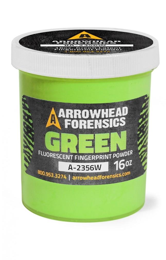 Arrowhead Forensics Green Fluorescent Latent Fingerprint Powder - 16oz-Tactical Gear UK