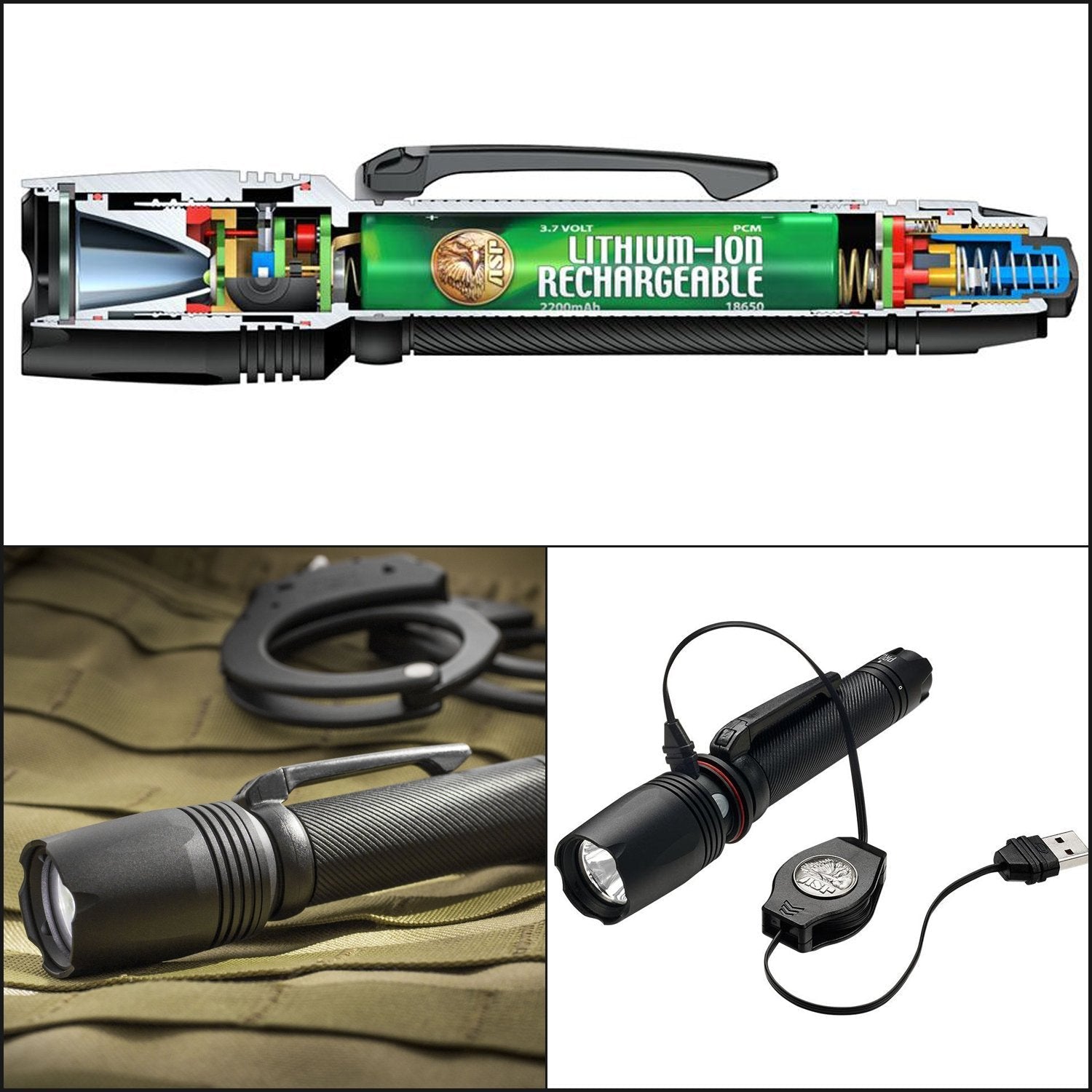 ASP Pro DF 500 Lumens Rechargeable LED Flashlight-Tactical Gear UK