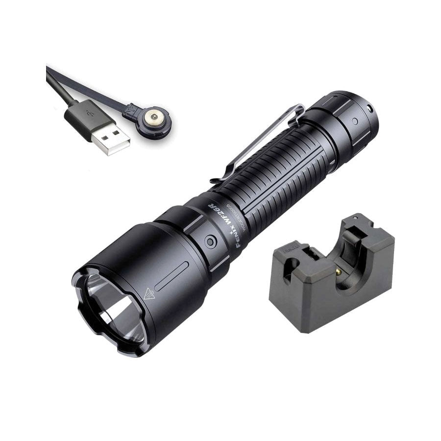 Fenix WF26R 3000 lumens 450m throw rechargeable torch with charging dock-Tactical Gear UK