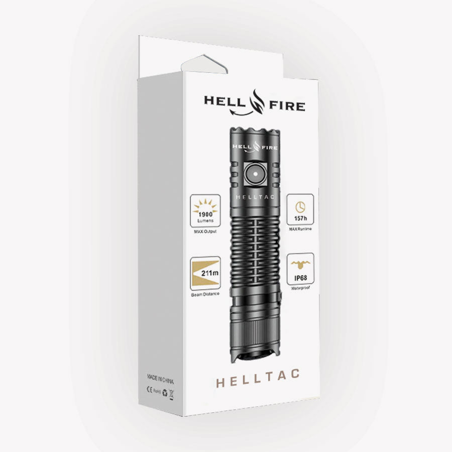 Hellfire Helltac 1900 Lumens Rechargeable Tactical Flashlight-Tactical Gear UK