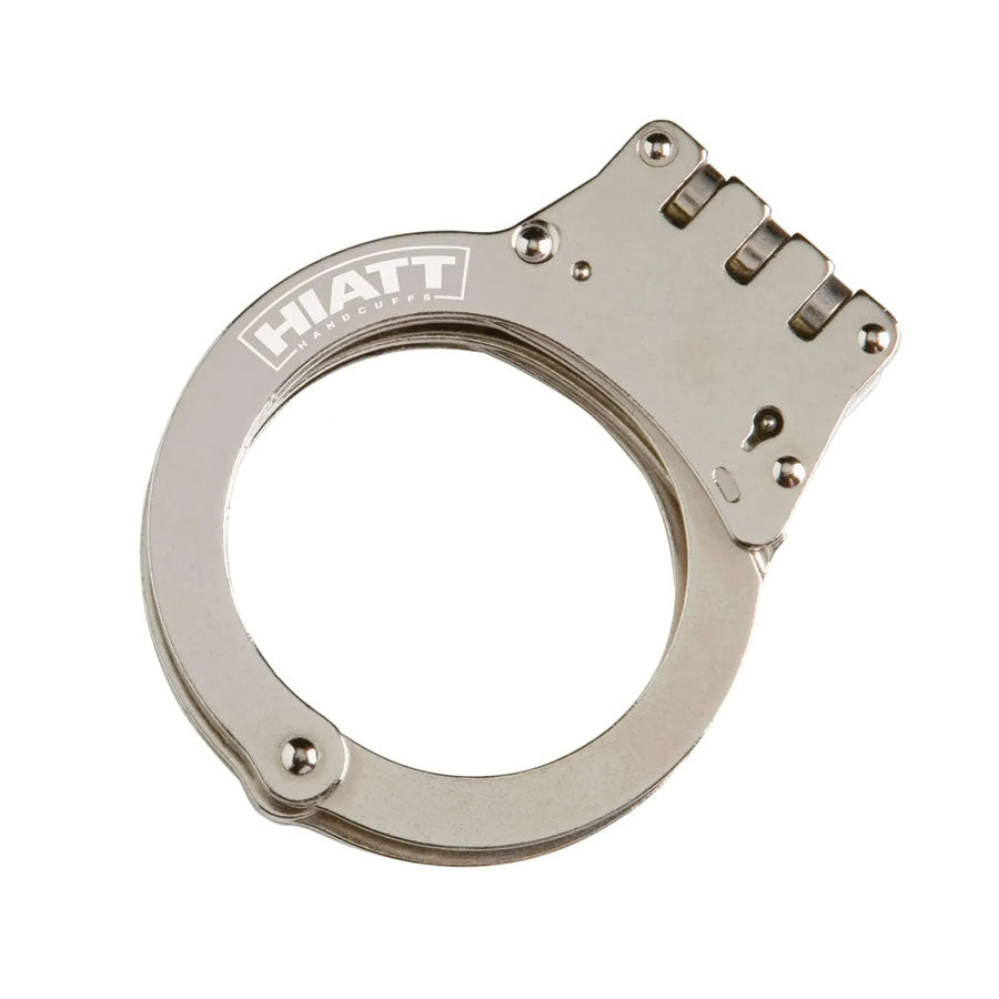 Hiatt Oversized Steel Hinge Handcuffs Nickel-Tactical Gear UK