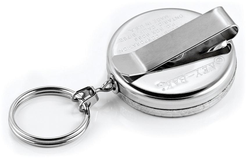 Key-Bak Original KB5 Belt Clip Self Retracting Reel 609mm Stainless Steel Chain Chrome-Tactical Gear UK