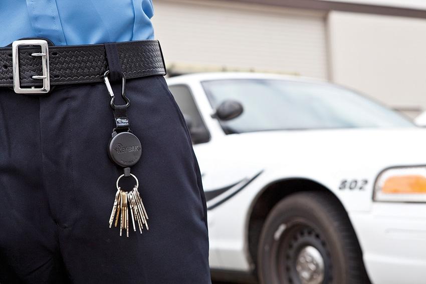 KeyBak SECURIT Retractable Carabiner Key Holder KB488B 1.2m Kevlar Cord Black-Tactical Gear UK