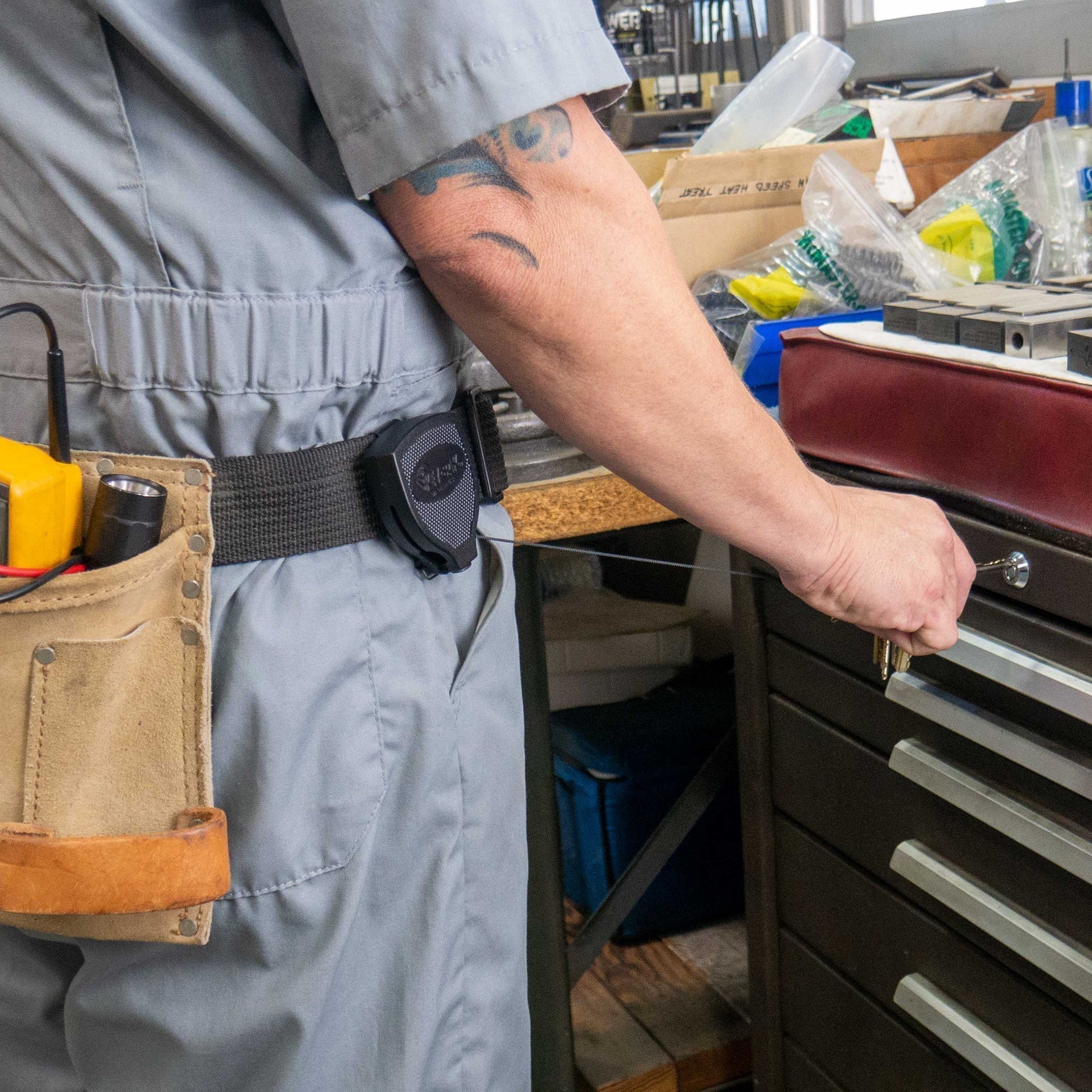 KeyBak Super 48 Plus Ambidextrous Heavy Duty Retractable Keychain with Belt Clip for Duty Belts-Tactical Gear UK