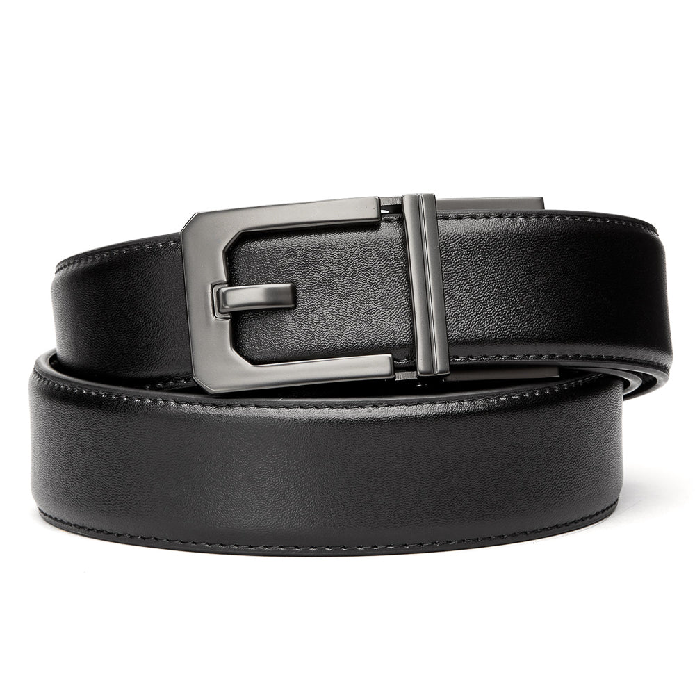 KORE Essentials Leather 1.5" Gun Belt Black with X3 Gunmetal Buckle-Tactical Gear UK