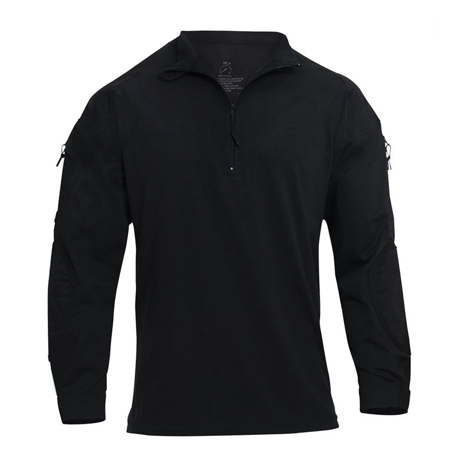 MilSpec 1/4 Zip Tactical Airsoft Combat Shirt Black - Large-Tactical Gear UK