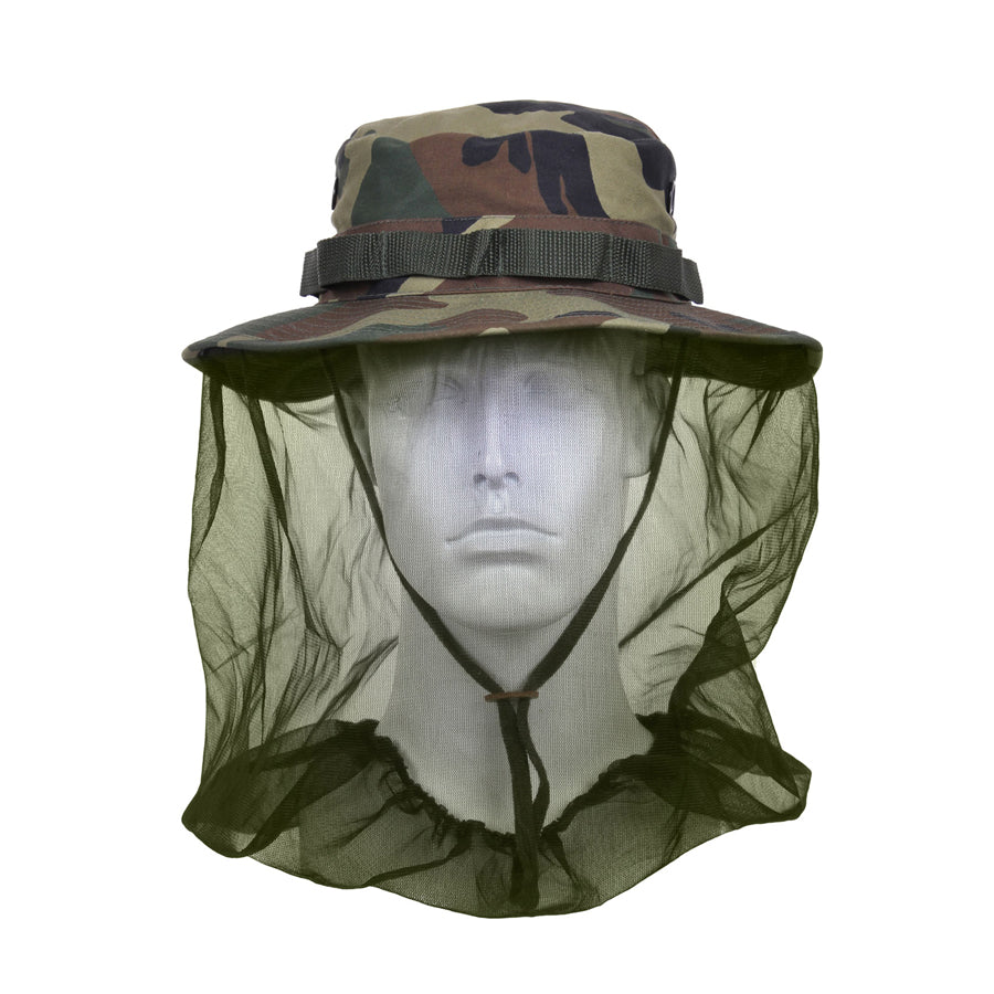 MilSpec Boonie Hat With Mosquito Netting - Woodland Camo-Tactical Gear UK