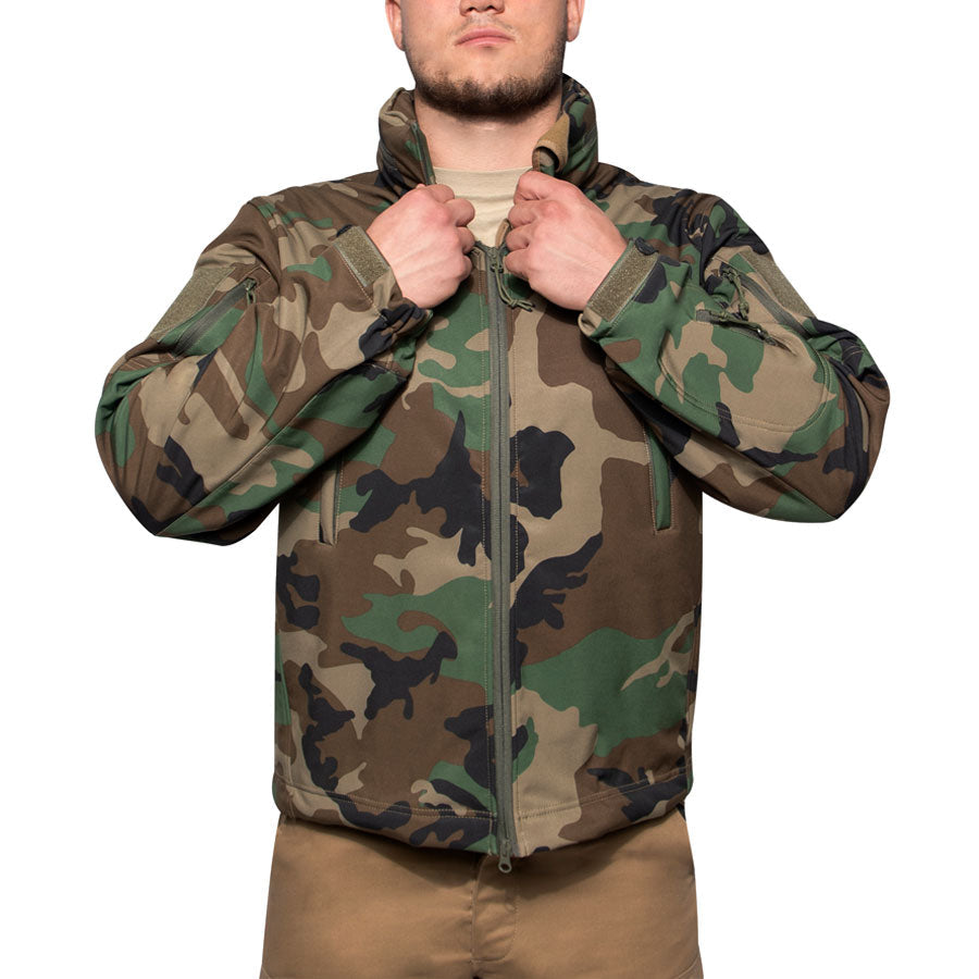 MilSpec Concealed Carry Soft Shell Jacket Woodland Camo-Tactical Gear UK