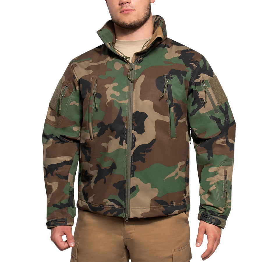 MilSpec Concealed Carry Soft Shell Jacket Woodland Camo-Tactical Gear UK