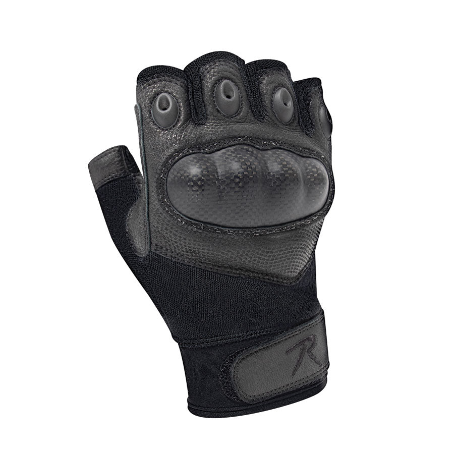 Milspec Fingerless Cut Resistant Carbon Hard Knuckle Gloves - Black-Tactical Gear UK