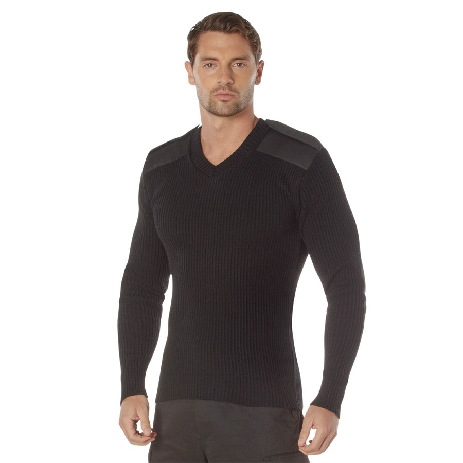 MilSpec G.I. Style Acrylic V-Neck Sweater Black-Tactical Gear UK