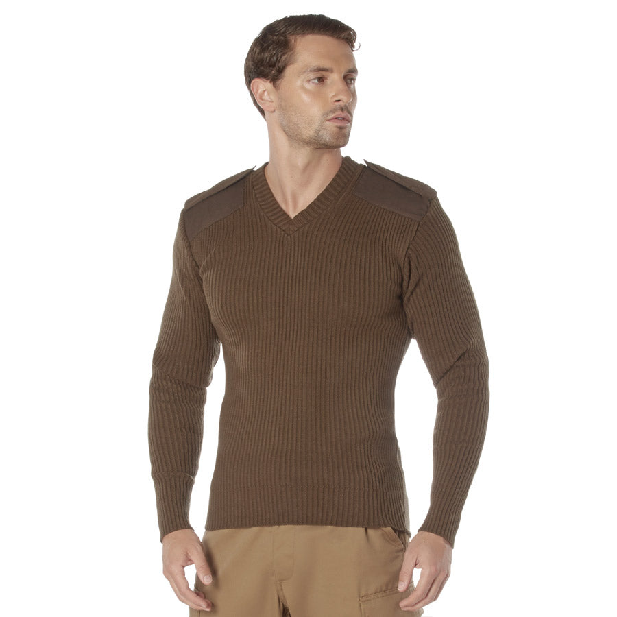 MilSpec G.I. Style Acrylic V-Neck Sweater Brown-Tactical Gear UK