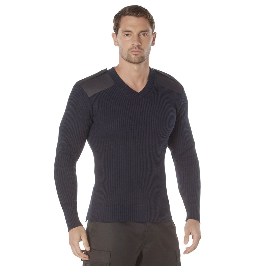 MilSpec G.I. Style Acrylic V-Neck Sweater Navy Blue-Tactical Gear UK