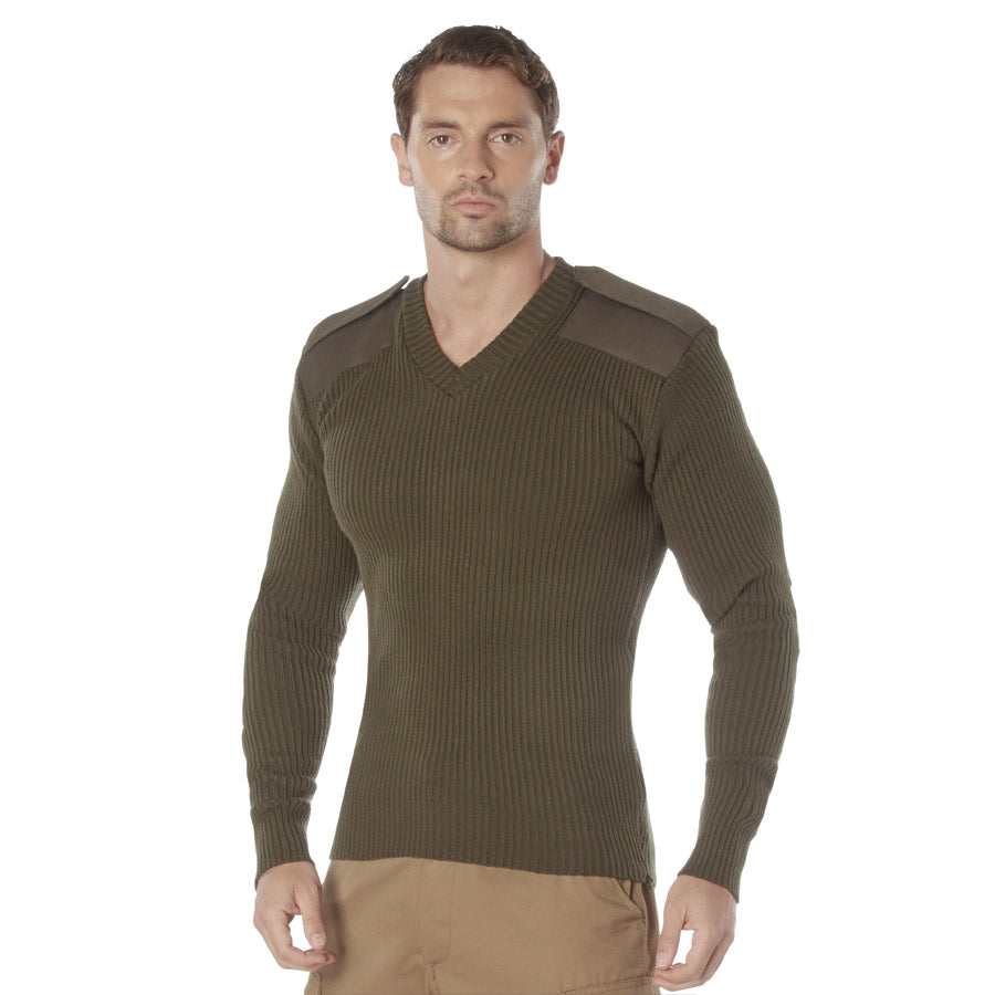MilSpec G.I. Style Acrylic V-Neck Sweater Olive Drab-Tactical Gear UK