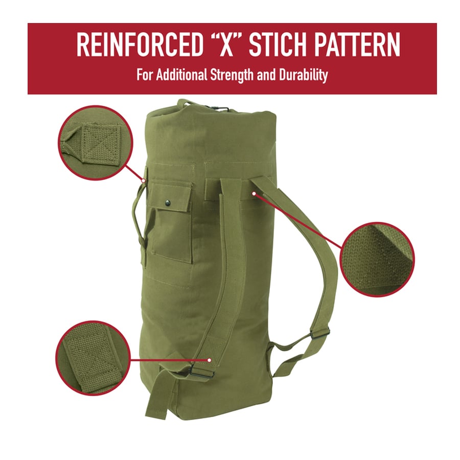 Milspec G.I. Style Canvas Double Strap Duffle Bag 89.6L - Olive Drab-Tactical Gear UK
