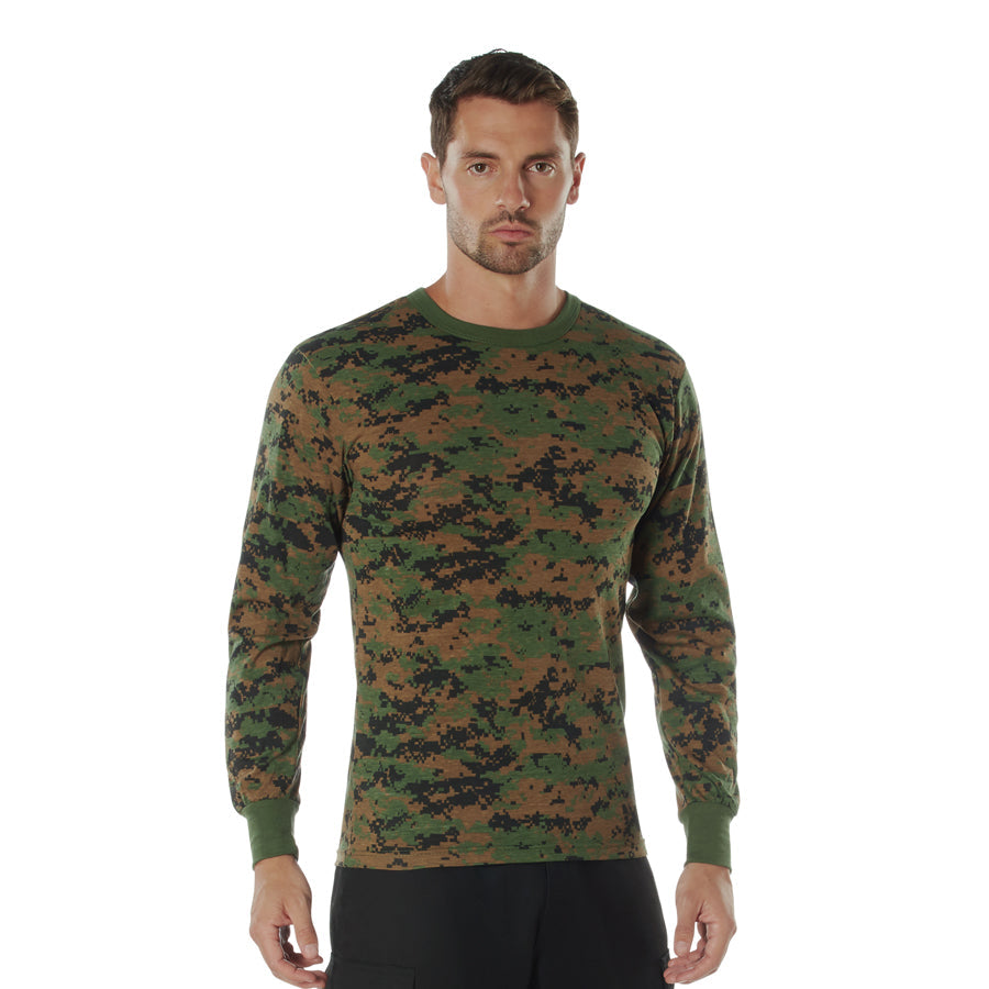 MilSpec Long Sleeve Digital Camo T-Shirt - Woodland Digital Camo-Tactical Gear UK