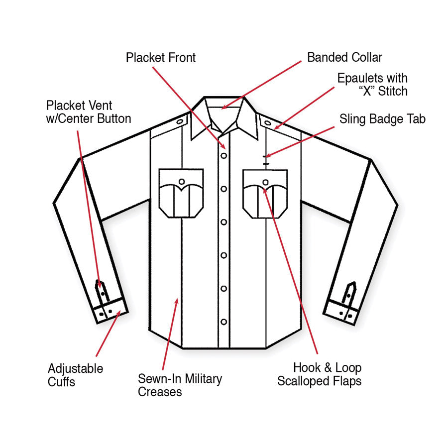 MilSpec Long Sleeve Uniform Shirt Light Blue-Tactical Gear UK