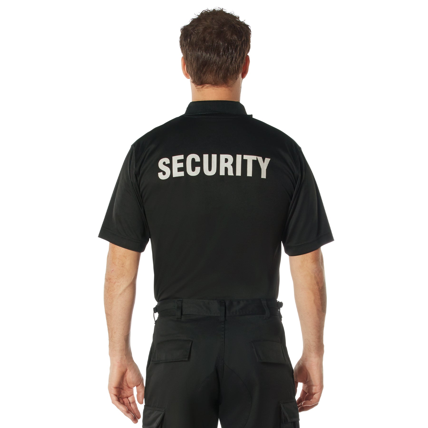 MilSpec Moisture Wicking Security Polo Shirt Black with White Lettering-Tactical Gear UK