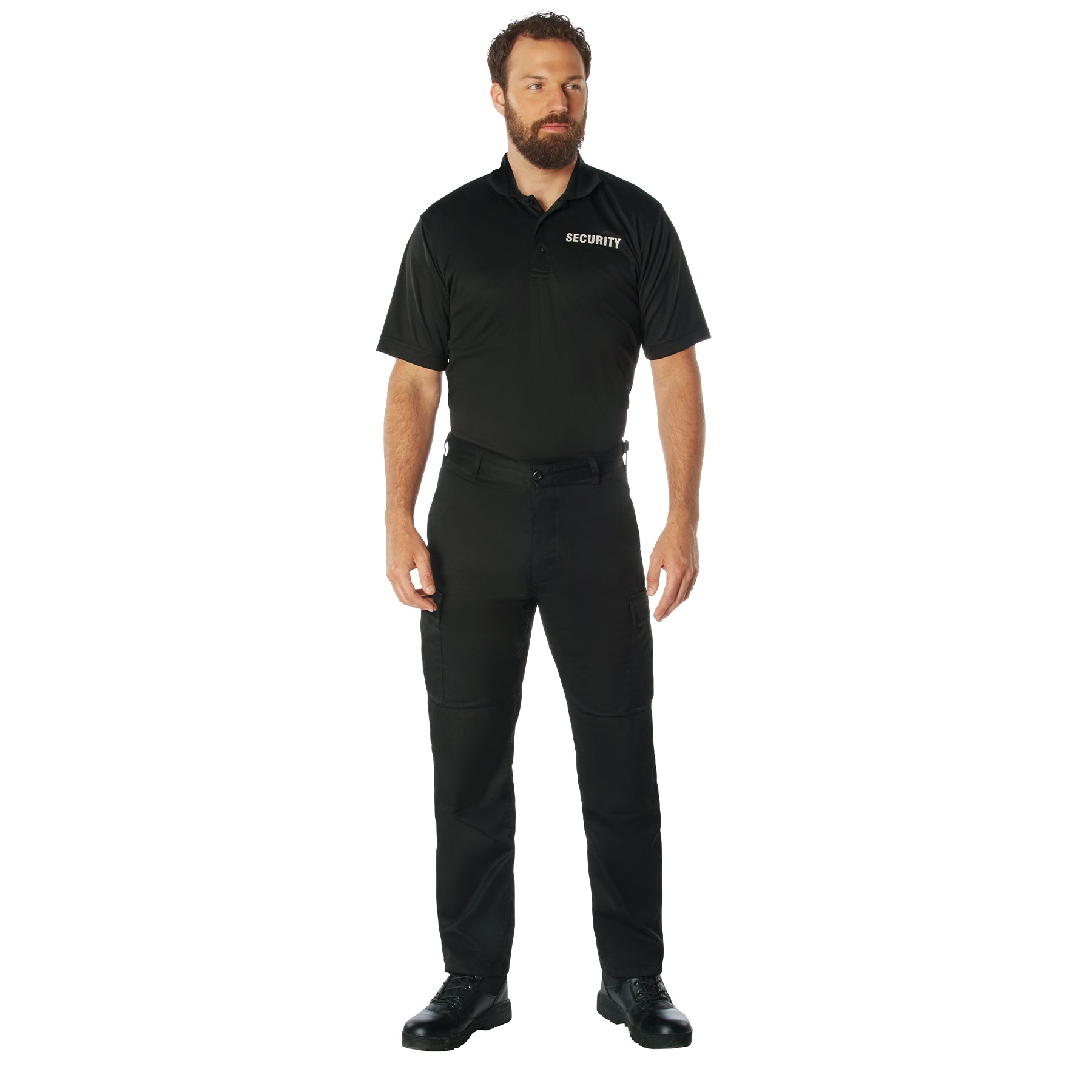 MilSpec Moisture Wicking Security Polo Shirt Black with White Lettering-Tactical Gear UK