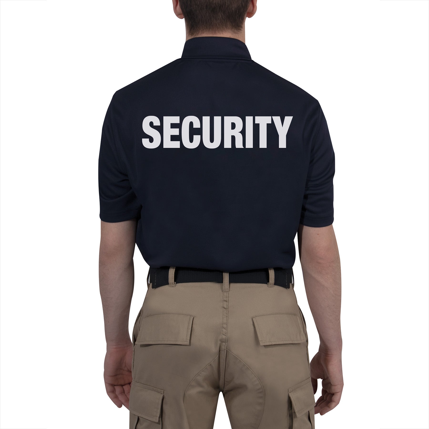 MilSpec Moisture Wicking Security Polo Shirt Midnight Navy Blue with White Lettering-Tactical Gear UK