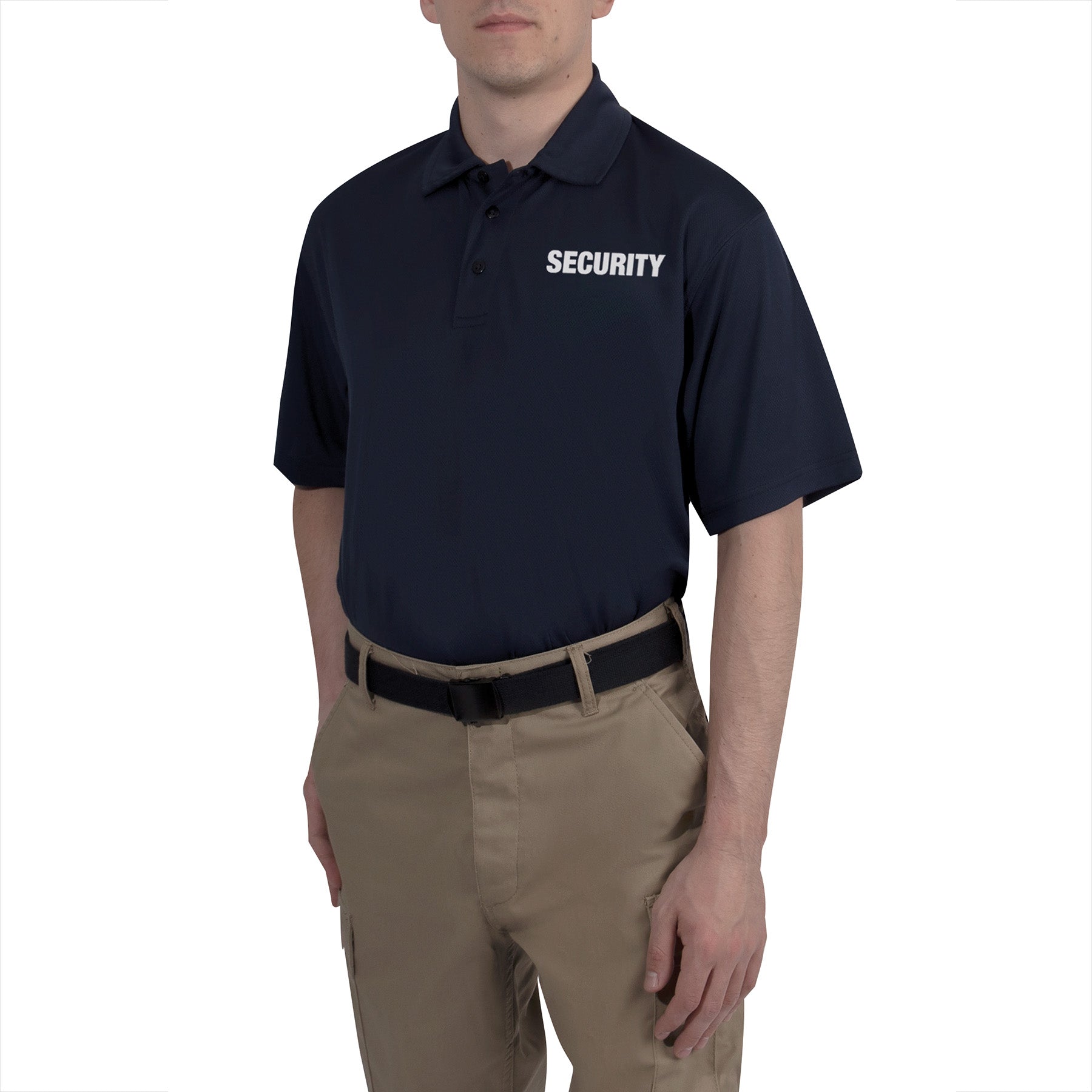 MilSpec Moisture Wicking Security Polo Shirt Midnight Navy Blue with White Lettering-Tactical Gear UK