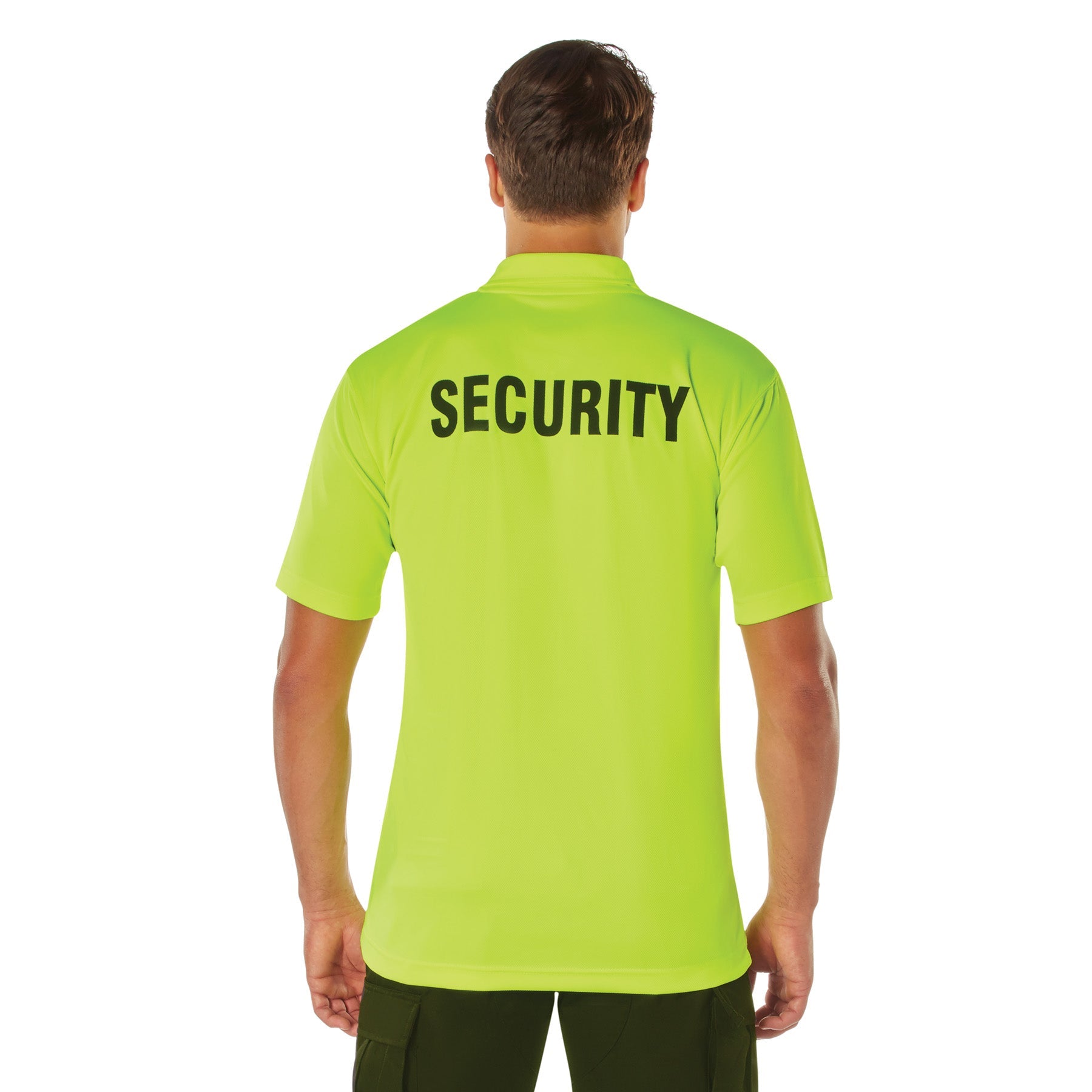 MilSpec Moisture Wicking Security Polo Shirt Safety Green with Black Lettering-Tactical Gear UK