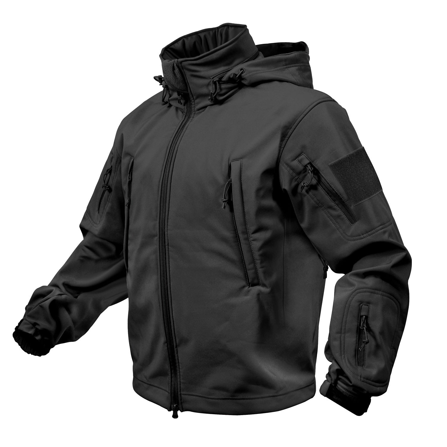 MilSpec Special Ops Tactical Softshell Jacket with Hood Black-Tactical Gear UK