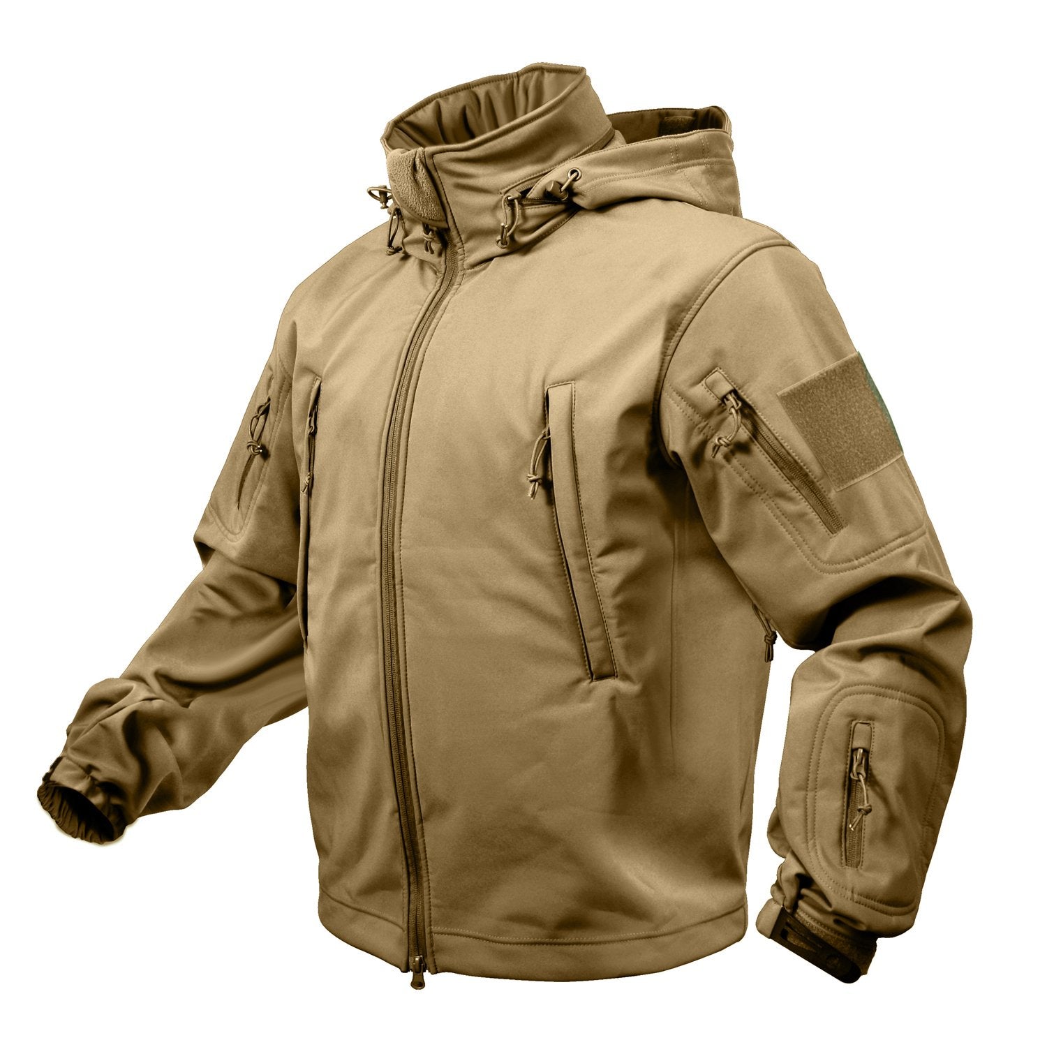 MilSpec Special Ops Tactical Softshell Jacket with Hood Coyote Brown-Tactical Gear UK
