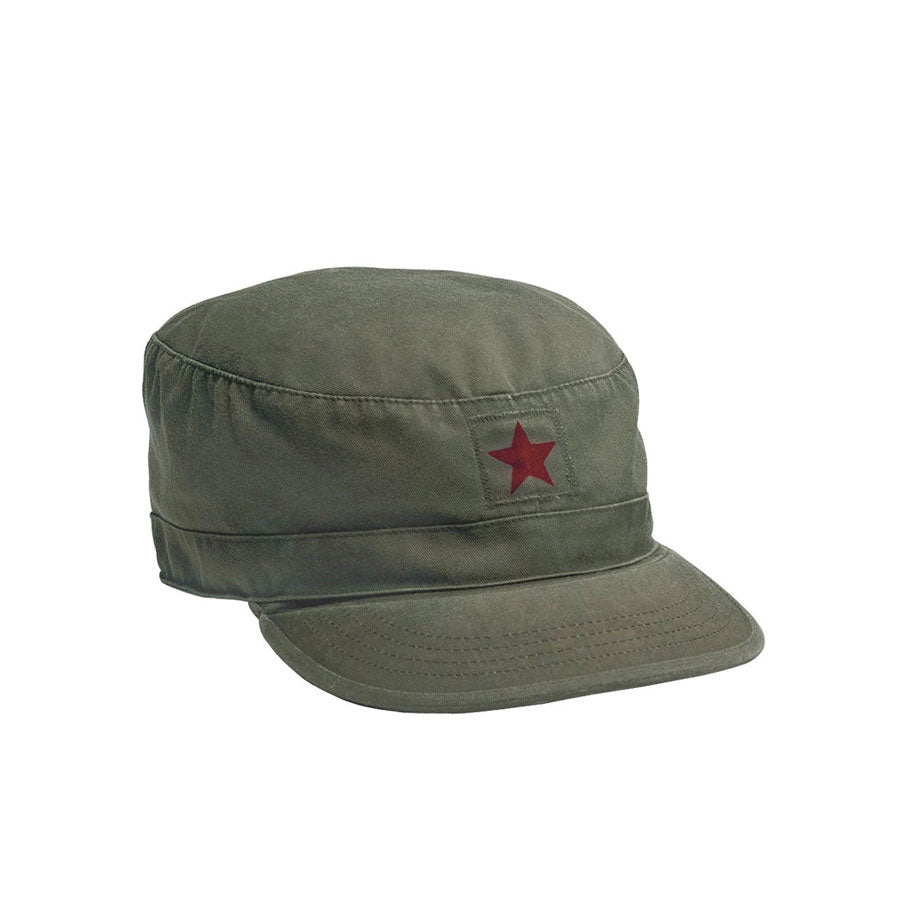 Milspec Vintage Fatigue Cap w/ Red Star OD Green-Tactical Gear UK