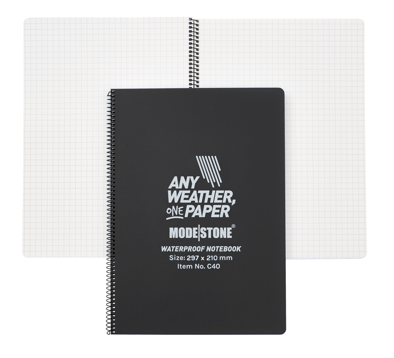Modestone C40 Side Spiral Notepad A4 210x297mm 50 Sheets Black-Tactical Gear UK