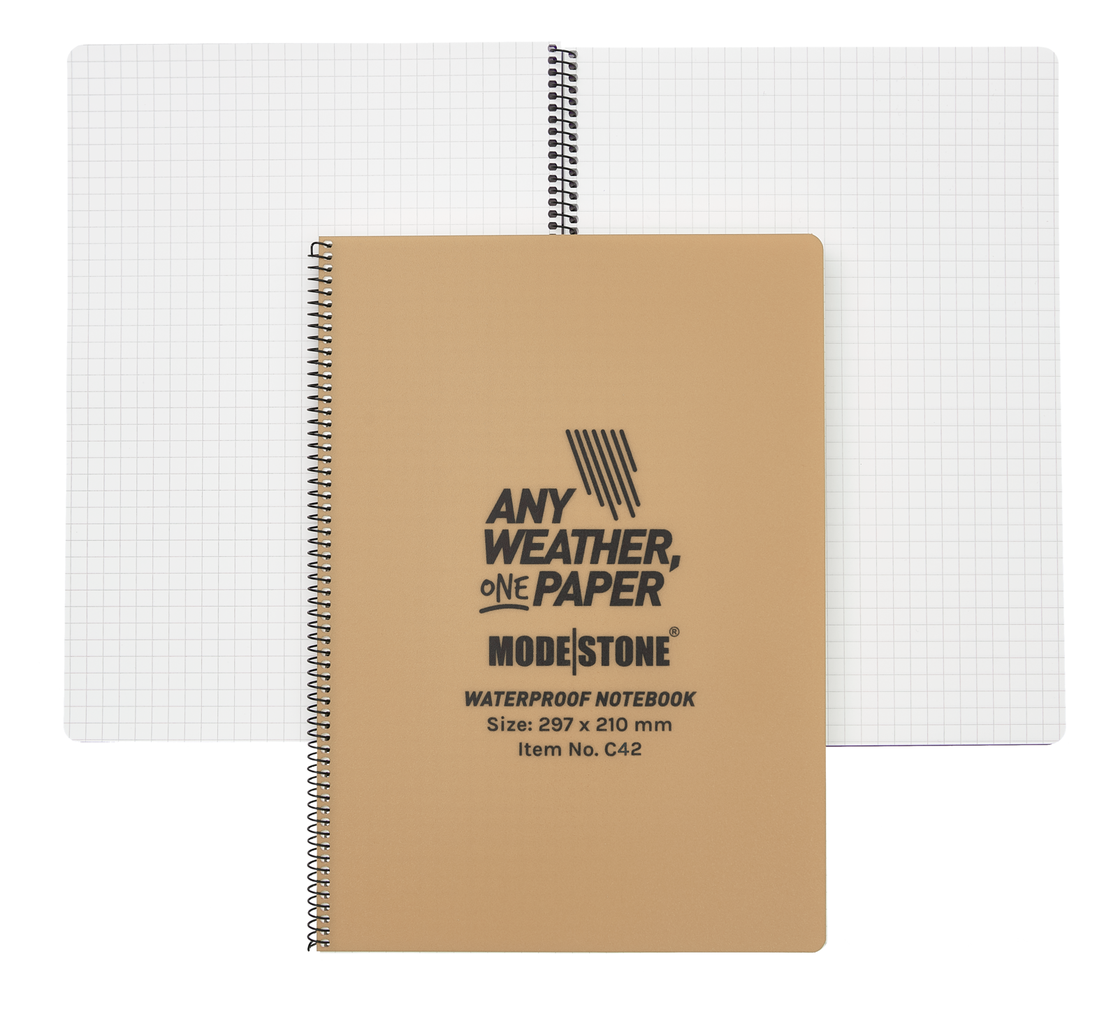 Modestone C42 Side Spiral Notepad A4 210x297mm 50 Sheets Tan-Tactical Gear UK