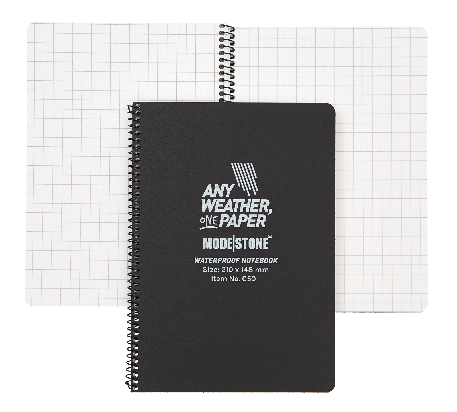 Modestone C50 Side Spiral Notepad A5 148x210mm 50 Sheets Black-Tactical Gear UK