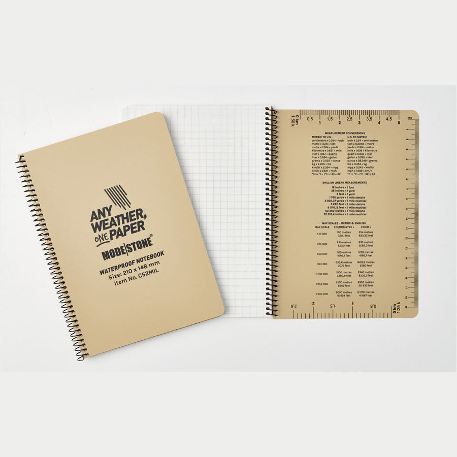 Modestone C52MIL Side Spiral Notepad A5 148x210mm 50 sheets Tan-Tactical Gear UK