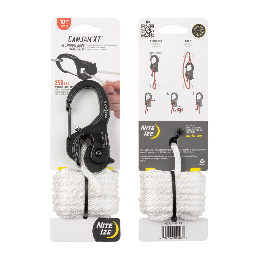 Nite Ize CamJam XT Aluminium Rope Tightener with 10 feet Rope Large-Tactical Gear UK