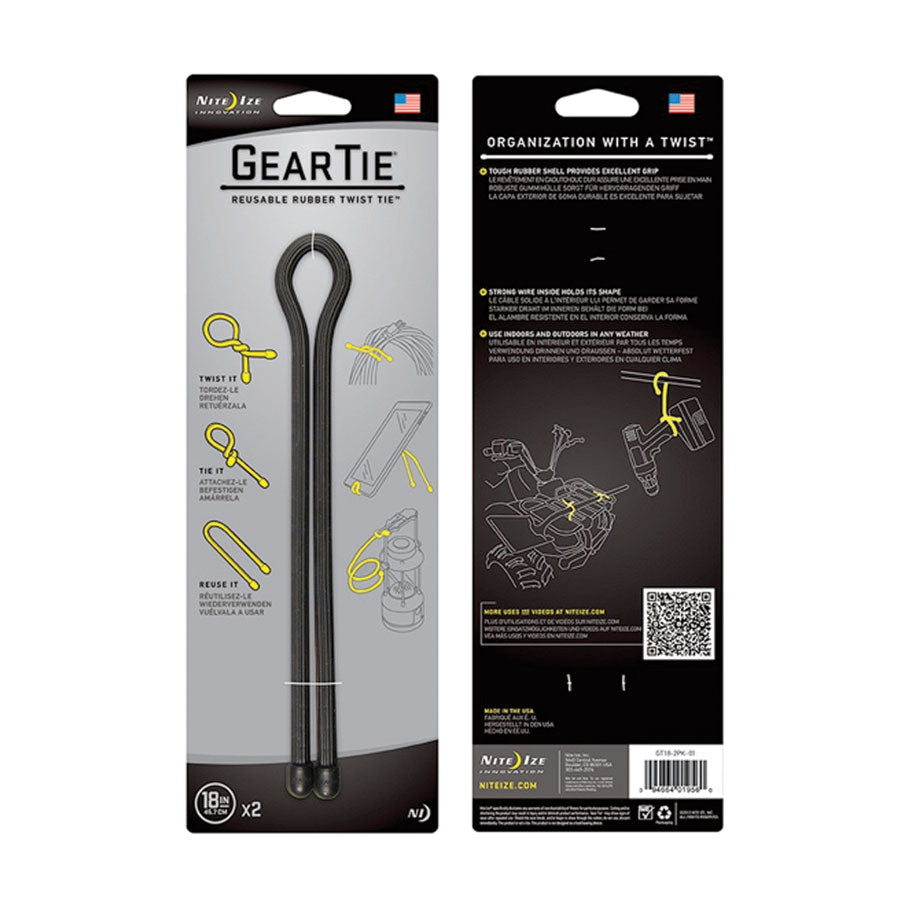 Nite Ize Gear Tie Original Reusable Rubber Twist Tie Black-Tactical Gear UK