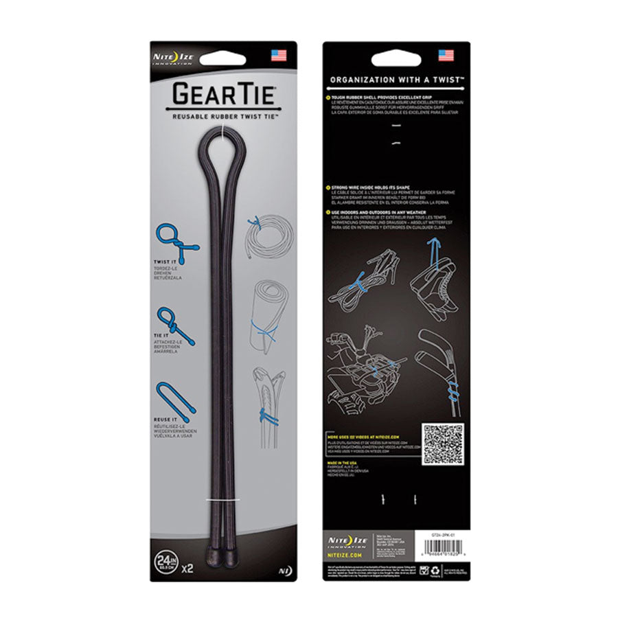 Nite Ize Gear Tie Original Reusable Rubber Twist Tie Black-Tactical Gear UK