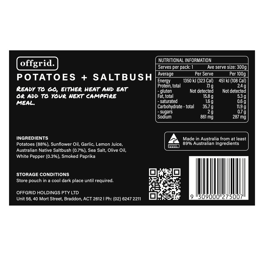 Offgrid Provisions Saltbush Potatoes - Heat & Eat Meal-Tactical Gear UK