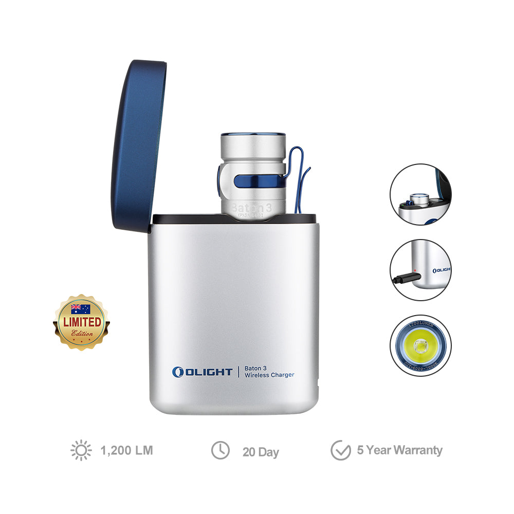 Olight Baton 3 1200 lumens Rechargeable Premium Edition & Wireless Charger Torch-Tactical Gear UK