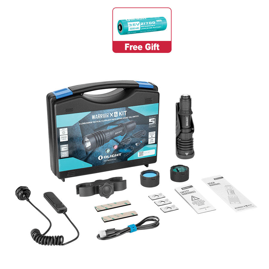 Olight Warrior X 4 Kit Rechargeable LED Tactical Flashlight Hunting Kit-Tactical Gear UK