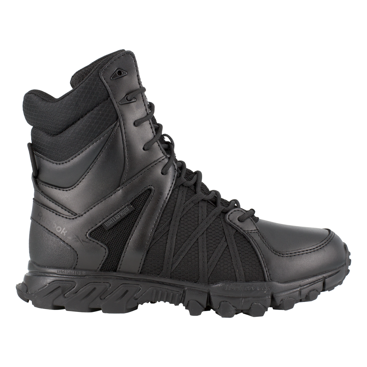 Reebok Tactical Men's 8 Inch Trailgrip Tactical Side Zip Waterproof Boots Black RB3455-Tactical Gear UK
