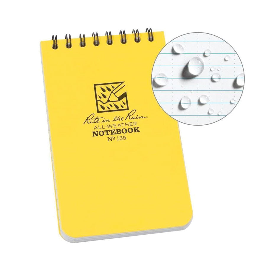 Rite in the Rain No135 Top Spiral 3x5 Notebook Universal Yellow-Tactical Gear UK