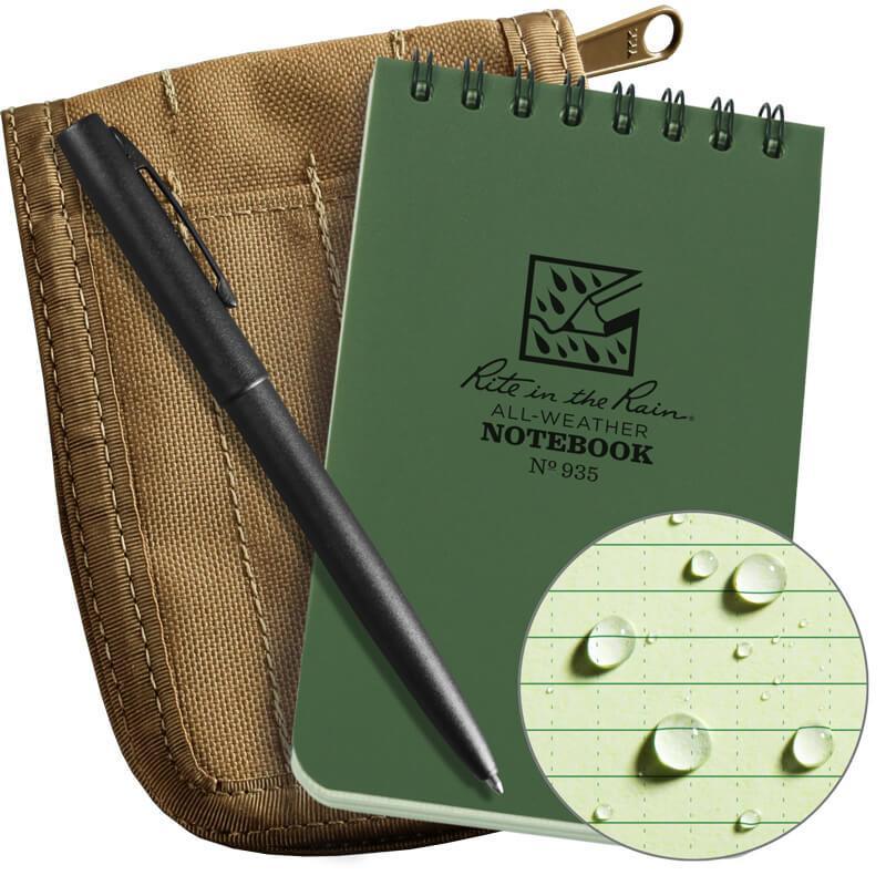 Rite in the Rain No935-KIT Top Spiral 3x5 Notebook Kit Green Tan-Tactical Gear UK