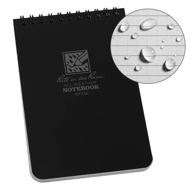 Rite in the Rain No.746 Top Spiral 4x6 Notebook Universal Black-Tactical Gear UK