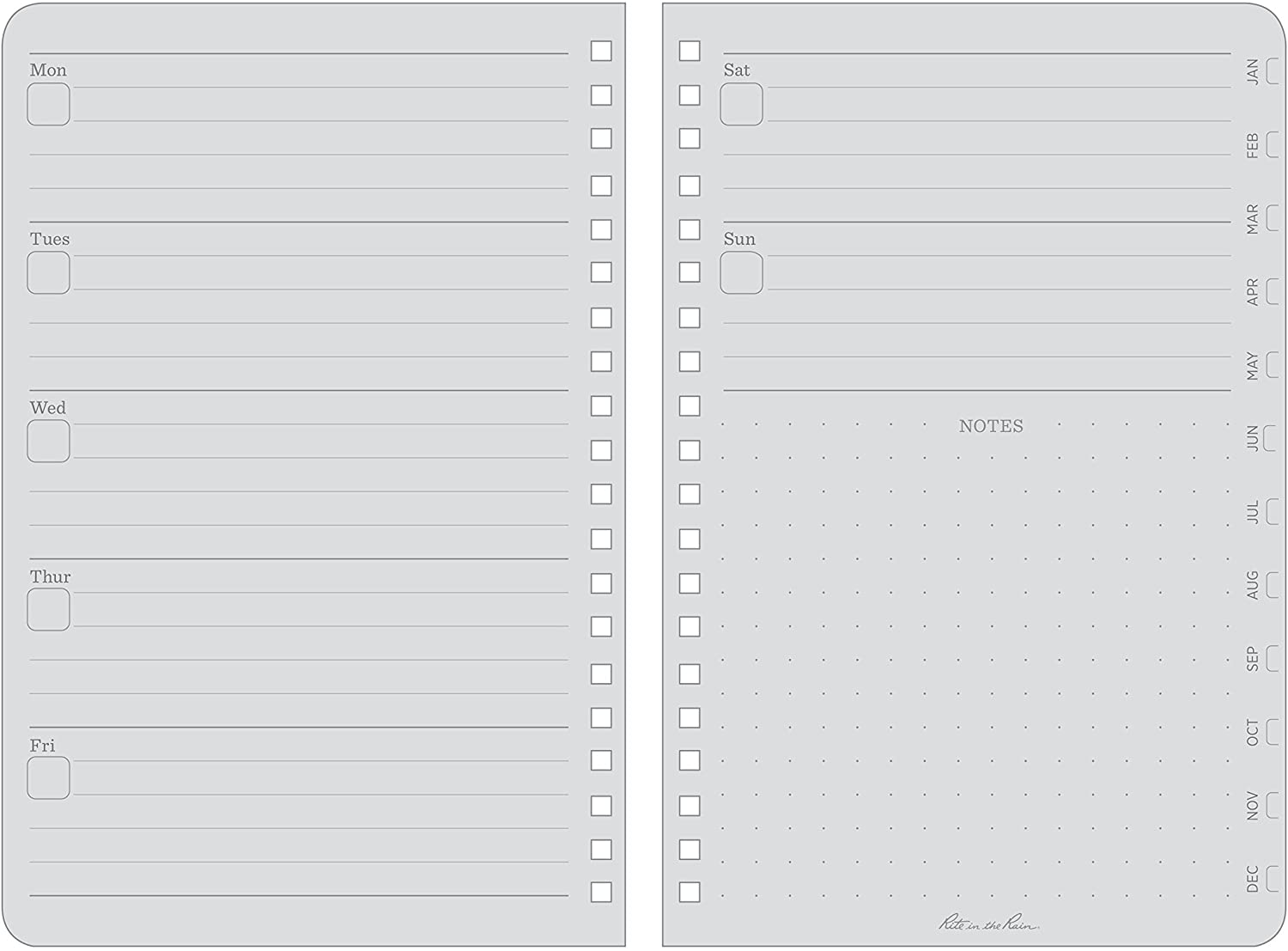 Rite in the Rain Weekly Planner Undated Black No.P52-Tactical Gear UK