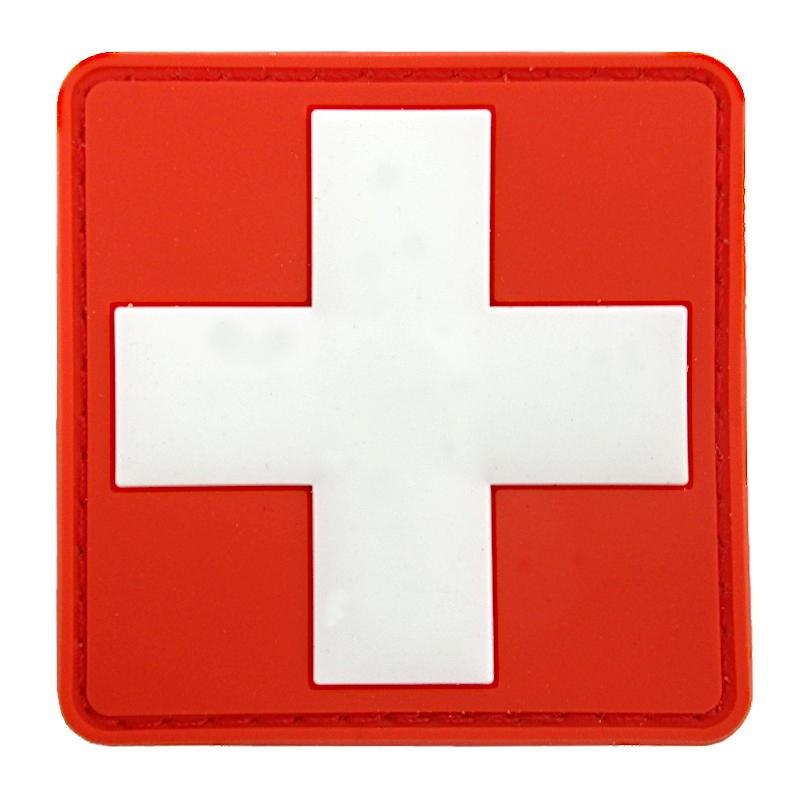 Tactical Gear FIrst Aid Velcro PVC Patch with White Cross on Red-Tactical Gear UK