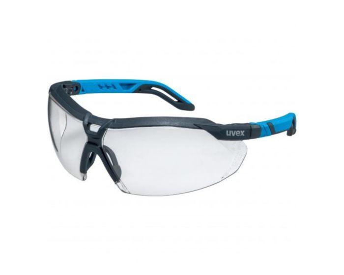 Uvex i-5 Safety Glasses Black and Blue Frame Clear HC-AF Lens-Tactical Gear UK